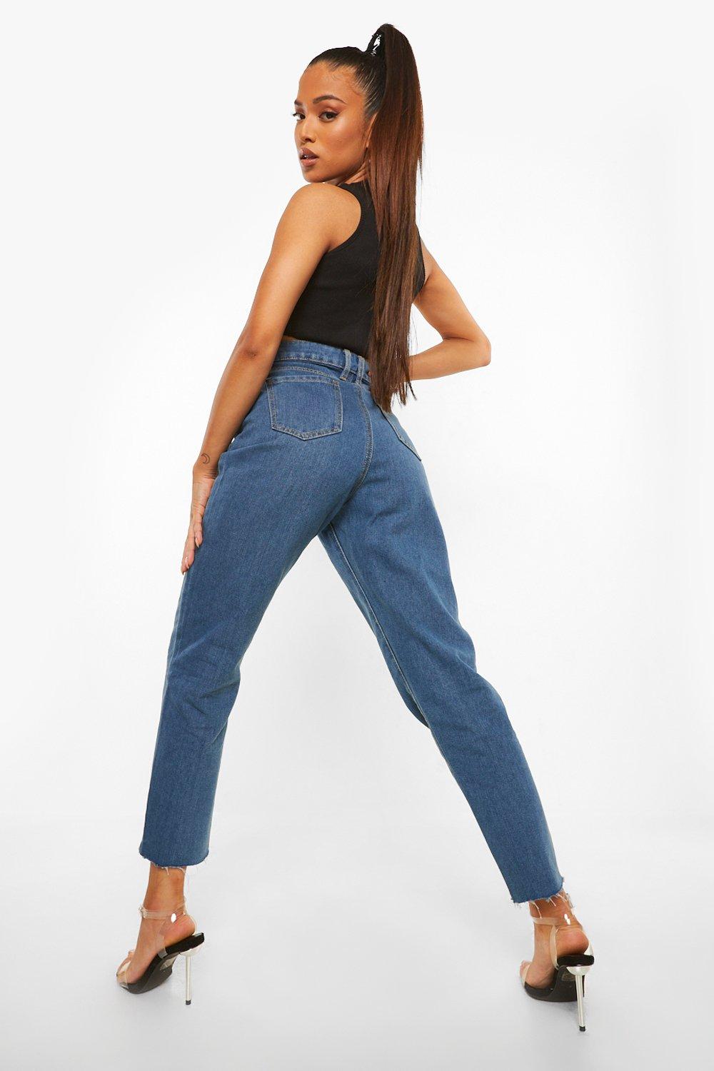 Raw hem cheap mom jeans